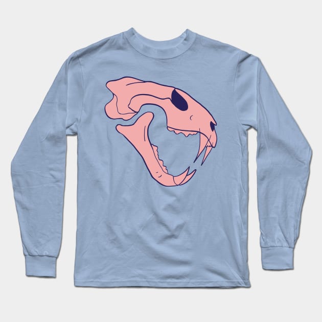 Tiger Skull Pink Long Sleeve T-Shirt by Crystal Tiger Art